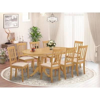 East West 家具 9 件套餐桌套装 - 椭圆形木制 — 第 1/4 张图片