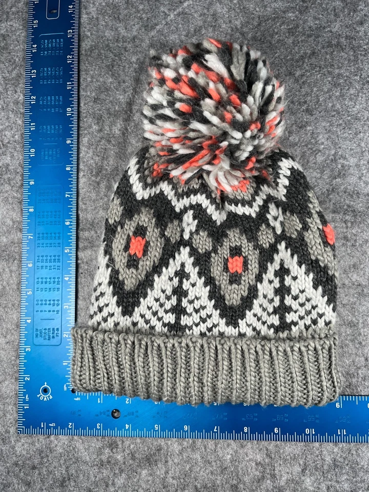 Hollister Beanie Toque Adulto Tamanho Único Cinza Rosa Fair Isle Malha 100% Acrílico Esqui - Imagem 1 de 4