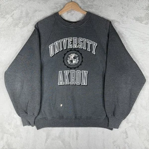 VTG University Of Akron Sweatshirt Men’s L Gray 90s Pullover Crew Neck USA - Picture 1 of 12