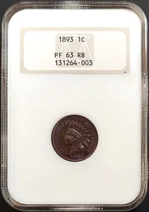 1893 Proof Indian Head Cent certified PF 63 RB by NGC! - Picture 1 of 4