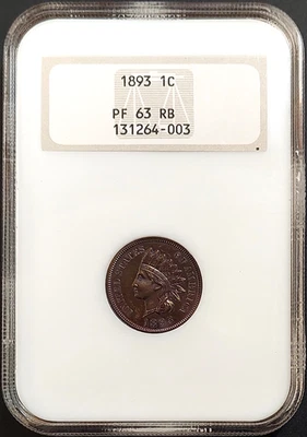 1893 Proof Indian Head Cent certified PF 63 RB by NGC! - Image 1 of 4