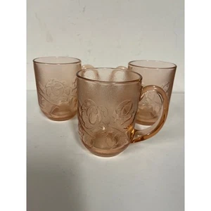 Vintage Arcoroc Rosalina Rose Rosa Vertiefung, Glas Kaffeetassen 3 - Bild 1 von 5