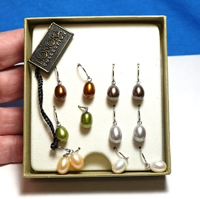 HONORA COLLECTION PEARL EARRING BOXED SET OF 6 SILVER PIERCED DROP - Image 1 of 4