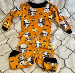 Peanuts 2 Piece Halloween Pajamas 12 Months Charlie Brown Snoopy - Picture 1 of 11