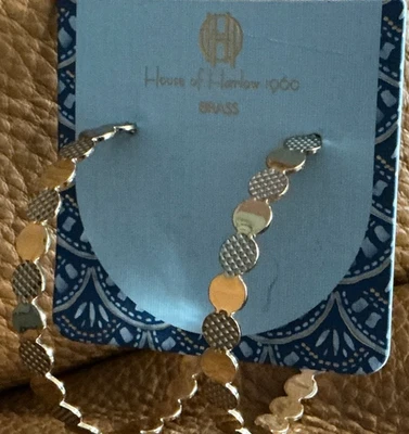 House of Harlow 1960 Pendientes de aro de latón tono dorado 2,2” seguro de plomo sin níquel nuevos con etiquetas Foto 1 de 4
