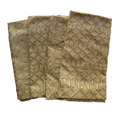 Waterford Fine Linens Trista Napkins Set Of 4 Gold Damask 21"×19" A KC - Image 1 of 4