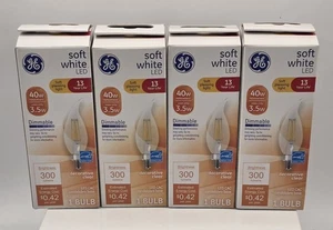 4er Pack GE Soft White LED 40 Watt Klar Glühbirnen Kandelaber Sockel Flammenspitze - Bild 1 von 2