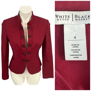 Blazer WHBM Mujer Talla 4 Chaqueta Rojo Juguete Soldado Oficina Corporación Carrera Sala de Juntas - Imagen 1 de 18