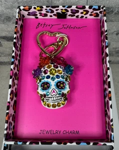 Betsey Johnson Strass Sugar Skull goldfarben Schmuck Taschenanhänger Schlüsselanhänger - NEU - Bild 1 von 3