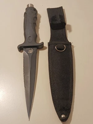 Daga de buceo de supervivencia táctica de hoja fija negra Shuangrong "SR" con funda de regalo Foto 1 de 4