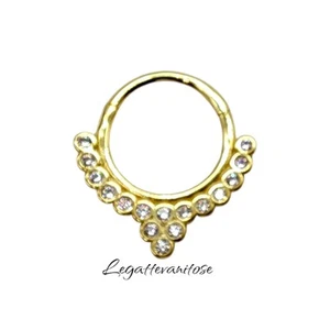 Orecchino Donna Piercing Septum . Anello Helix Argento 925 Dorato Con Zirconi - Foto 1 di 8