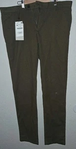 Zara Mens Dress Pants Brown Size 36 Slim Fit Polyester Blend New With Tag - Picture 1 of 8