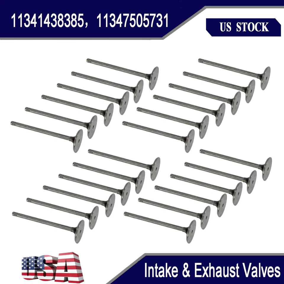 24x Engine Inlet & Outlet Valve Set For BMW 330i 530i M3 E36 E39 E46 M52 M54 Foto 1 de 4