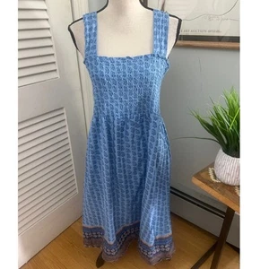 Vintage Y2K FADED GLORY Womens Dress 18 Blue Smocked Sundress Boho Summer Chic - Picture 1 of 11