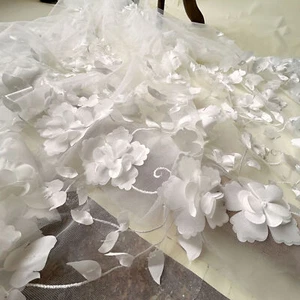 Grande Flor Encaje Tul Tela 3D Flor Tela Encaje para Boda Vestido - Imagen 1 de 15