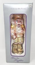 Vintage Peschka Golden 10" King Nutcracker Glass Figurine & Box Christmas Decor