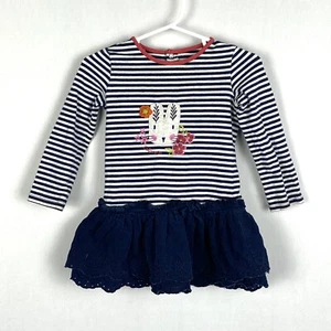 Catimini France Baby Girls Striped Bunny Dress 18M Blue Easter Embellished - Picture 1 of 9