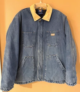 Vintage Dickies Denim Chore Jacket Mens Size XL Chore Blue Quilted Lining - Picture 1 of 8
