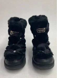 Women's Juicy Couture Size 7 Black Faux Fur Boots - Picture 1 of 6