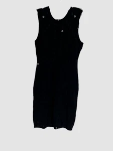 $150 Neiman Marcus Women's Black Sleeveless V-Neck A-Line Knee Length Dress Sz S - Picture 1 of 3