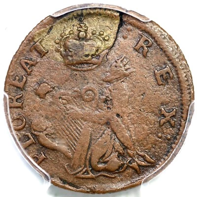 c1670s M 1c.23-Ca.11 R-6+ PCGS VF 35 St Patrick Farthing Colonial Coin 1/4p - Image 1 of 3