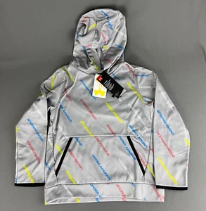 Under Armour Boys Hoodie Youth Small Gray Multicolor All Over Logos New READ - Picture 1 of 6