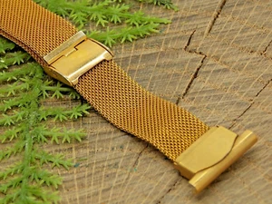 Sentinel 1930's Sliding Clasp Gold Plated Mesh 19mm Vintage Watch Band NOS long - Picture 1 of 5