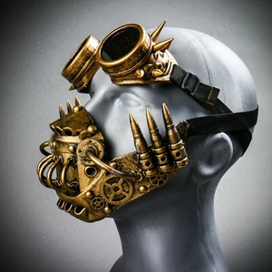Masquerade Gas Mouth MASK Jaw Bullet Steampunk Goggle Mad Max Halloween Mask  - Picture 1 of 18