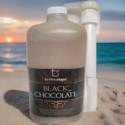 64oz W/PUMP BLACK CHOCOLATE 200x BRONZER TANNING BED LOTION BY BROWN SUGAR RARE! - Image 1 of 2