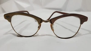 Vintage Women's Cat Eye Eyeglasses Art Craft Frame bronze and gold color - Bild 1 von 8