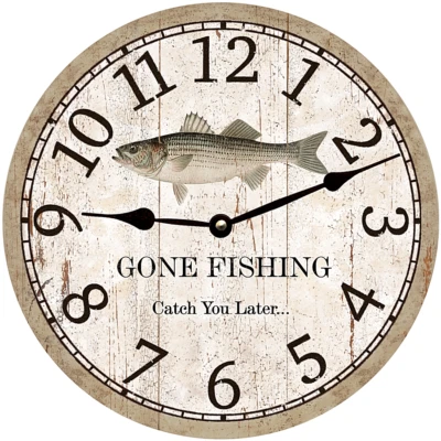 Gone Fishing Wall Clock-Bass Fishing Clock - Image 1 of 4