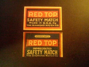 LOT of TWO (2) DIFFERENT VINTAGE *RED TOP SAFETY MATCH* U.S.A. MATCH BOX LABELS - Picture 1 of 1