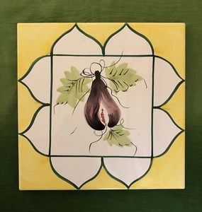 Azulejo italiano pintado a mano COTTO PETRUS BREVETTATO PIANA diseño de frutas EXC 8"x8" - Imagen 1 de 7