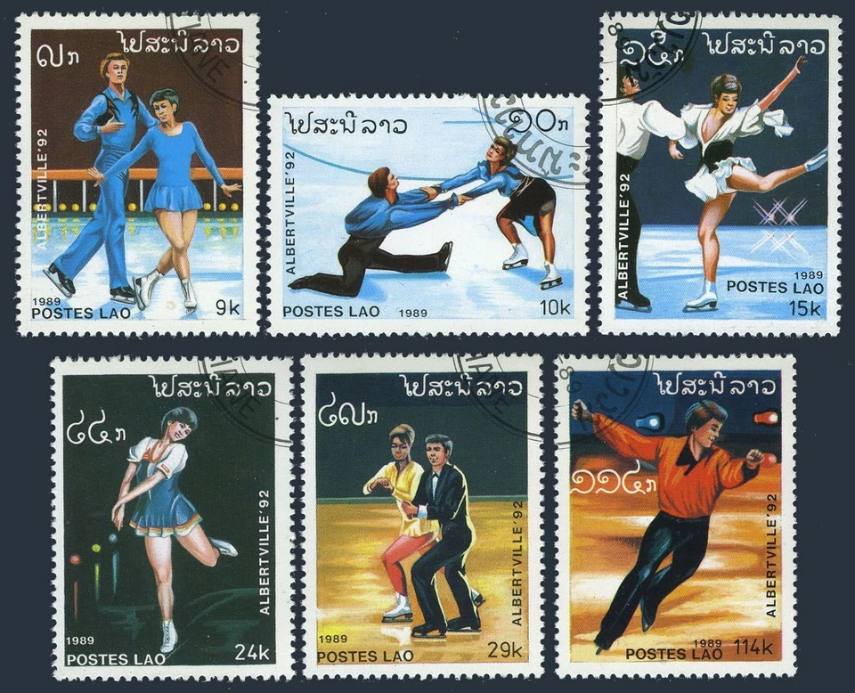 Laos 915-920,CTO.Michel 1148-1153. Olympics Albertville-1992.Figure skaters. - Image 1 of 1