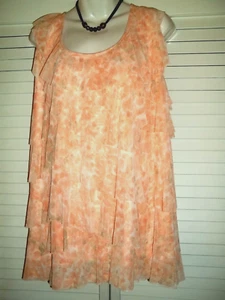 SALE! *Gorgeous Coral Blouse Top w Layers of Chiffon & Silky Lining *New w Tags* - Picture 1 of 15