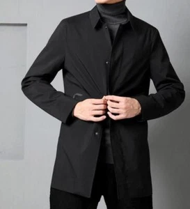 Men Thin Jacket Trench Formal Coat Business Overcoat Outwear Casual Windbreaker - Picture 1 of 11