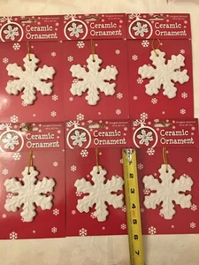 Snowflake Ornaments - Ceramic - Set Of 6 - Picture 1 of 1