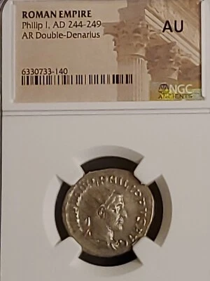Philip The 1st. AR.DOUBLE DENARIUS SILVER NGC HIGH GRADE ANCIENT. Gem.. - Image 1 of 4