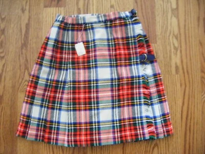 Falda JCPenney Fashions De Colección Años 60 Multicolor Cuadros Flecos con Etiqueta-Cintura 23"(B) Foto 1 de 4