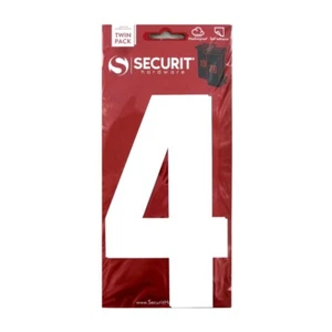 2x Securit Wheelie Bin Numbers White Self-Adhesive House Vinyl 170mm - No 4 - Picture 1 of 1