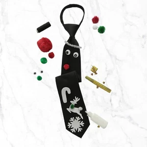 NOEL Mens Boys Make Your Own Ugly Christmas Tie, Zip-Adjustable New Year Holiday - Picture 1 of 5