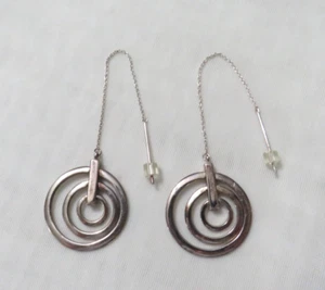 JOSEPH ESPOSITO 925 TRIPLE RING HOOP THREADER EARRINGS STERLING SILVER ESPO SIG - Picture 1 of 13