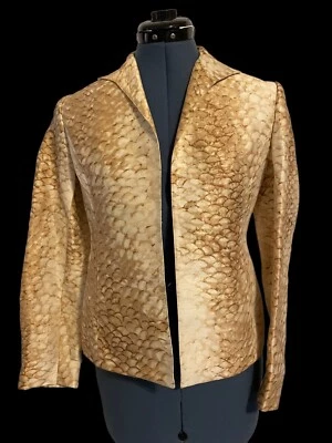 Lafayette 148 New York Snake Scale Print Long Sleeve Linen Silk Jacket Luxury 2 - Image 1 of 4