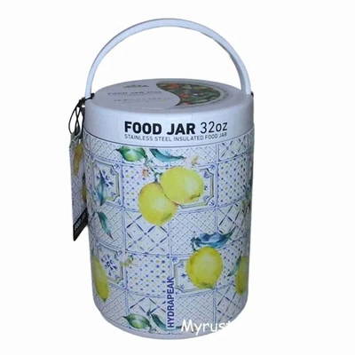 FRASCO DE COMIDA AISLADO DE ACERO INOXIDABLE LIMÓN BLANCO HYDRAPEAK 32 oz ~ Nuevo Foto 1 de 4
