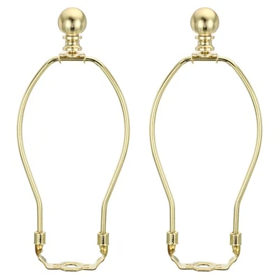 2 Set 7.5 Inch Lamp Harp Kit with Finial Lamp Shade Bracket Holder Gold Tone - Image 1 of 4