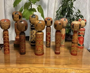 10 de Muñecas Kokeshi Tradicionales - Venta a Granel 35cm~41cm Showa Retro Japón - Imagen 1 de 9