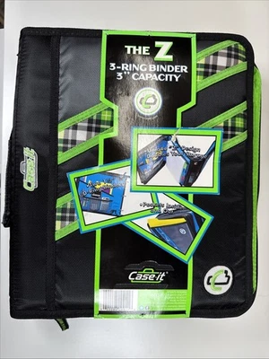 Nuevo Estuche Negro Verde Cuadros La Z 3 Anillos Carpeta 3” Capacidad tiene su propia correa Foto 1 de 4