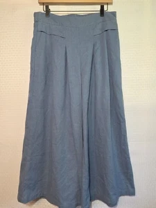 Mumianxiu XL Wide Leg Blue Pull-on Linen Mix Beach Boho Looks Like Skirt Comfort - Picture 1 of 15