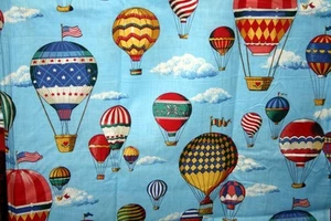 HOT AIR BALLOONS BY JOAN KESSLER FOR CONCORD FABRICS - 100% COTTON FABRIC - Picture 1 of 6