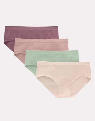 Roupa íntima Hanes Girls Tween hipster sem costura pacote com 4 cores sortidas leves macias - Imagem 1 de 4